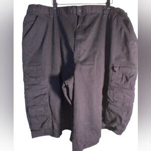 Boulder Creek Trading Co. Black 100% Cotton Cargo Shorts Size 46 Tall Stretch